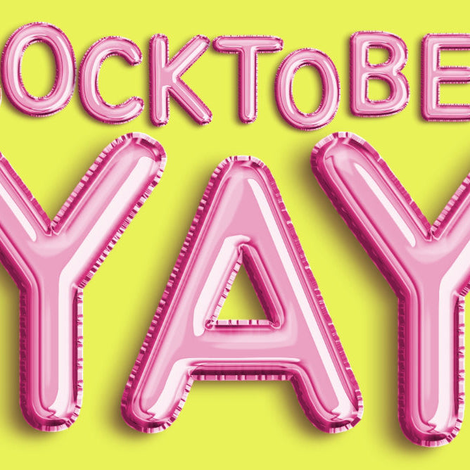 socktober, yay in ballonschrift