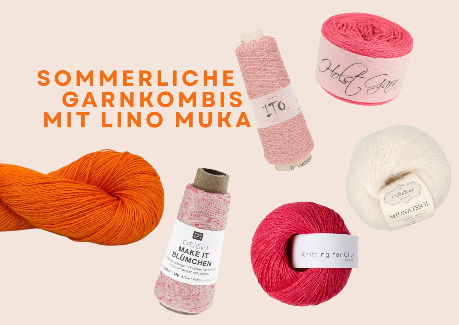 sommerliche garnkombis mit lino muka - collage