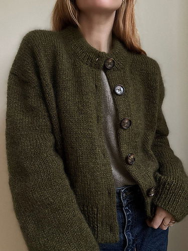 Cardigan No. 11 - Strickpaket (Hjelholts Håndværksgarn + Soft Silk Mohair)