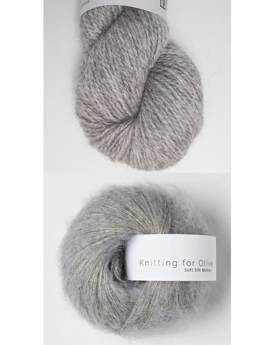 Cardigan No. 11 - Strickpaket (Hjelholts Håndværksgarn + Soft Silk Mohair)