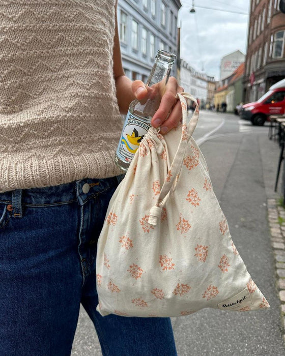 PetiteKnit -  Knitter's String Bag - Apricot Flower