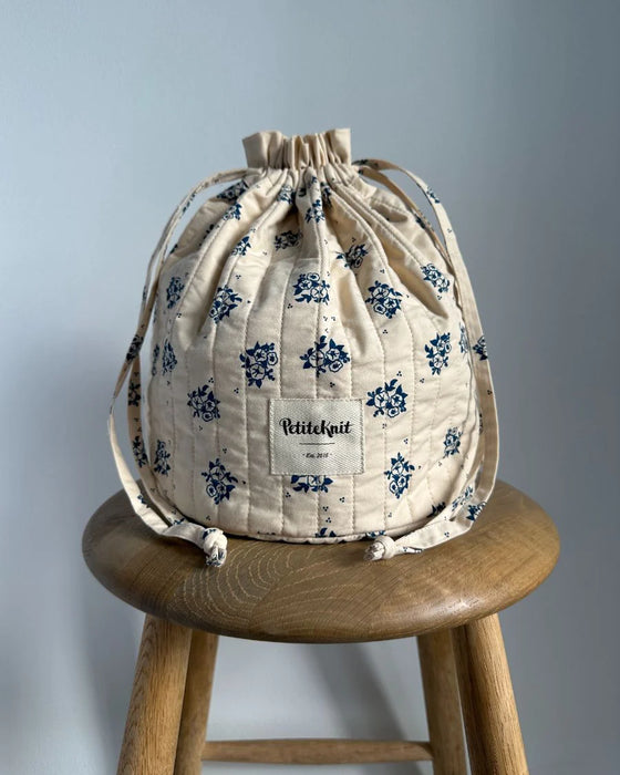 PetiteKnit "Get Your Knit Together Bag" Midnight Blue Flower