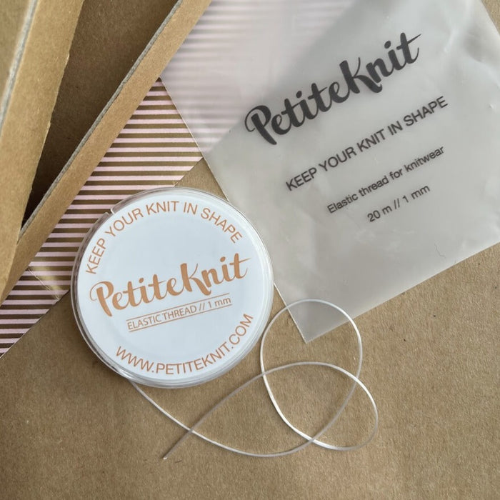 "Keep Your Knit In Shape With PetiteKnit" - Elastic Thread
